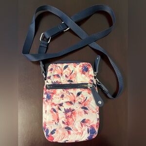 Sondra Roberts Navy and Pink Floral Crossbody Bag